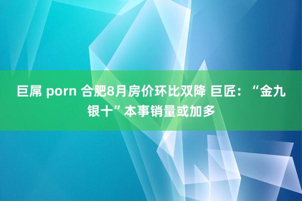 巨屌 porn 合肥8月房价环比双降 巨匠：“金九银十”本事销量或加多