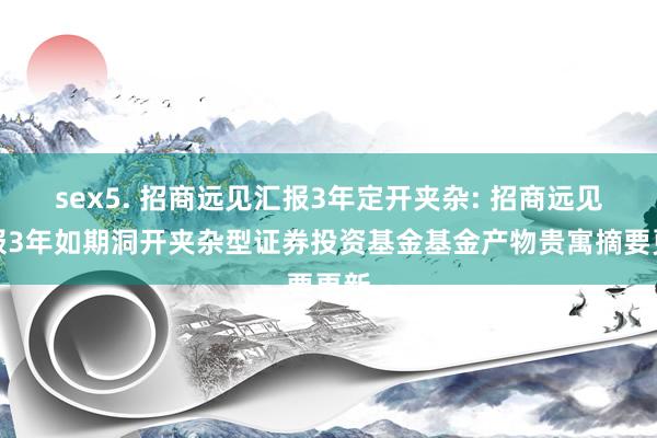 sex5. 招商远见汇报3年定开夹杂: 招商远见汇报3年如期洞开夹杂型证券投资基金基金产物贵寓摘要更新