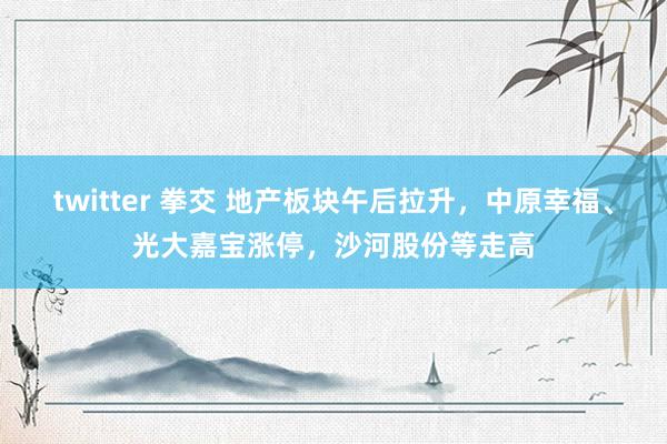 twitter 拳交 地产板块午后拉升，中原幸福、光大嘉宝涨停，沙河股份等走高