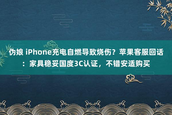 伪娘 iPhone充电自燃导致烧伤？苹果客服回话：家具稳妥国度3C认证，不错安适购买